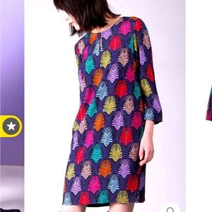 Rare Vilagallo shift dress peacock feather print mod 42 small 2 4 Anthropologie